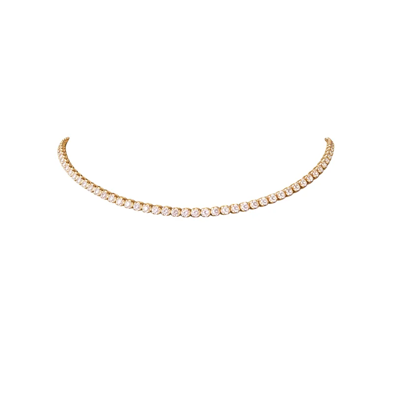 3.00ct Diamond 14K Gold Choker Tennis Necklace