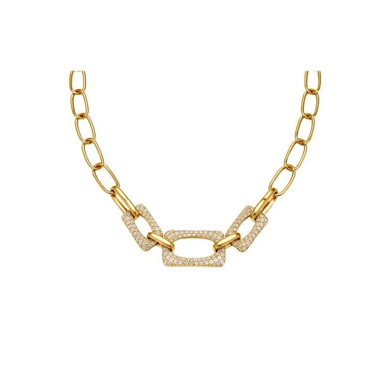 3.10ct Diamond 14K Gold Link Necklace