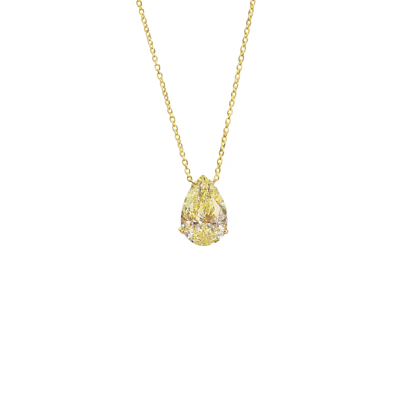 IGI 4.02ct Diamond 18K Gold Pear Pendant Chain Necklace