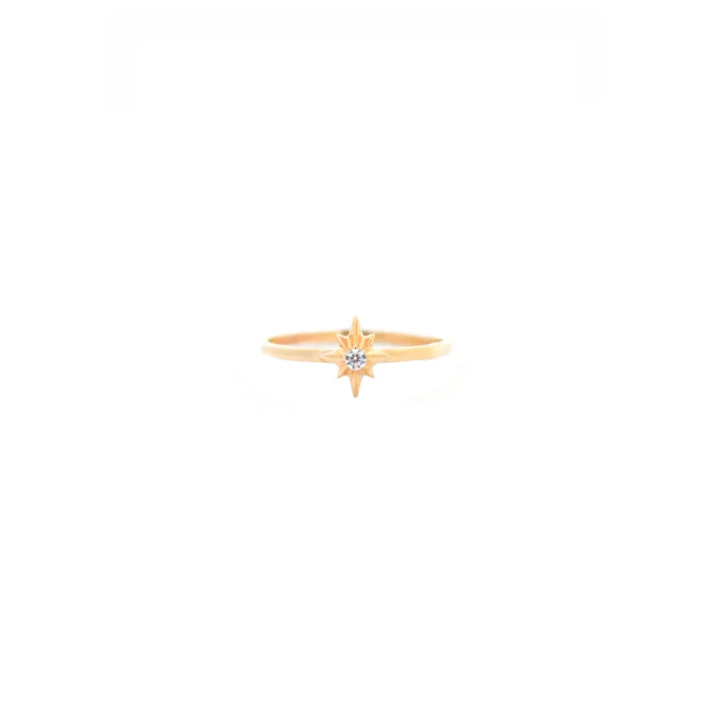0.06ct Diamond 14K Gold Dainty North Star Ring