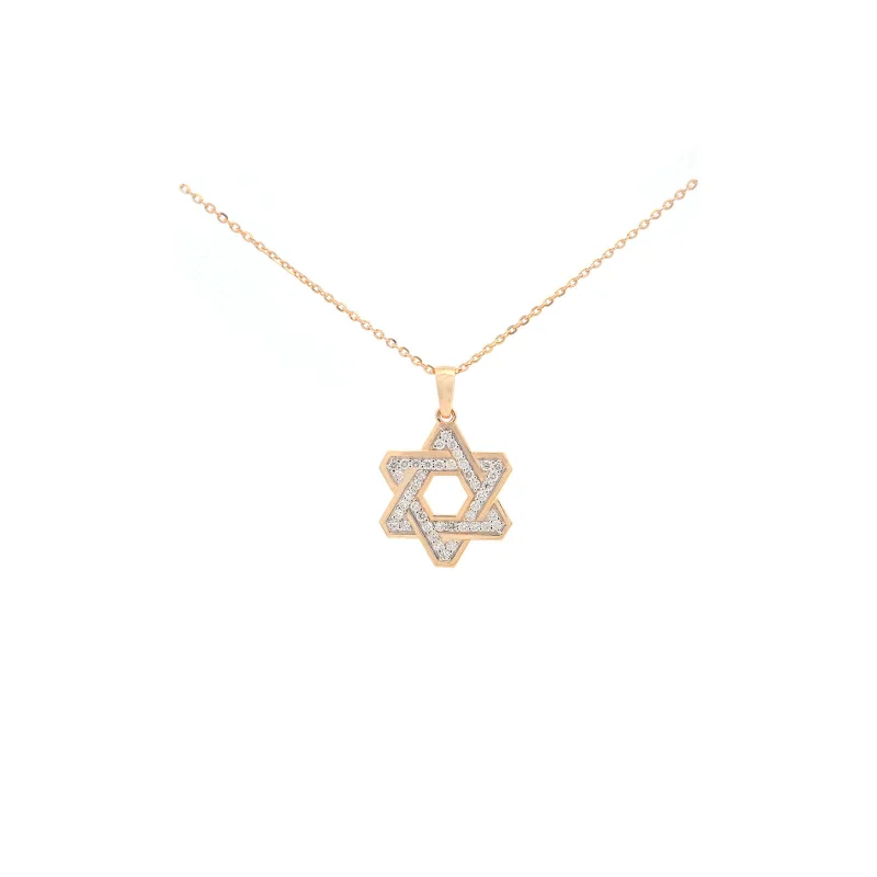 0.49ct Diamond 14K Gold Star of David Necklace