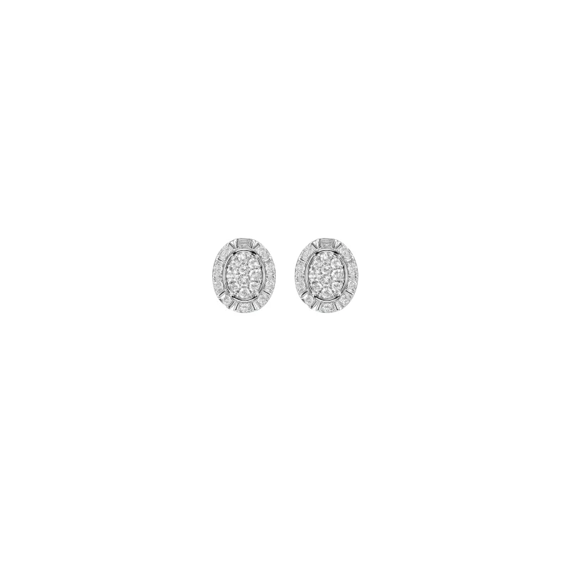 0.50ct Diamond 14K Gold Cluster Oval Stud Earrings