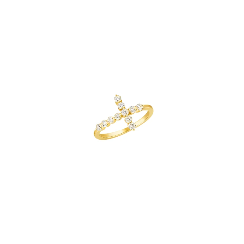 0.71ct Diamond 14K Gold Wrap Cross Ring