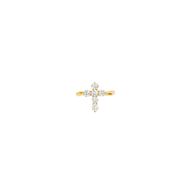 0.84ct Diamond 14K Gold Cross Ring