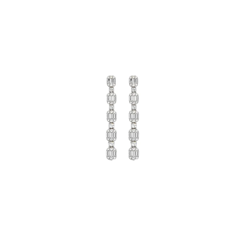 1.00ct Diamond 18K Dangle Drop Gold Earrings