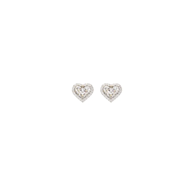 1.00ct Diamond 18K Gold Heart Illusion Stud Earrings