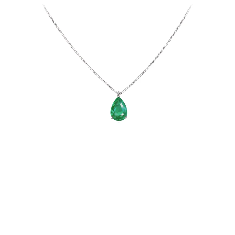 1.10ct Emerald 18K Gold Pear Cut Necklace