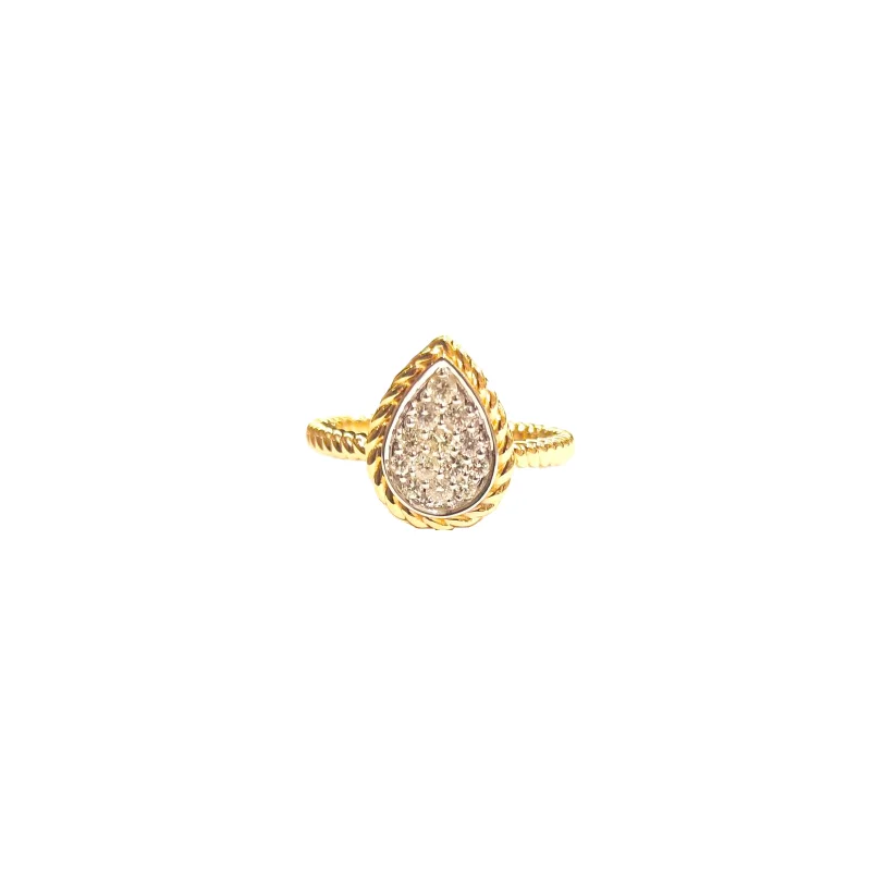 0.28ct Diamond 14K Gold Illusion Pear Ring