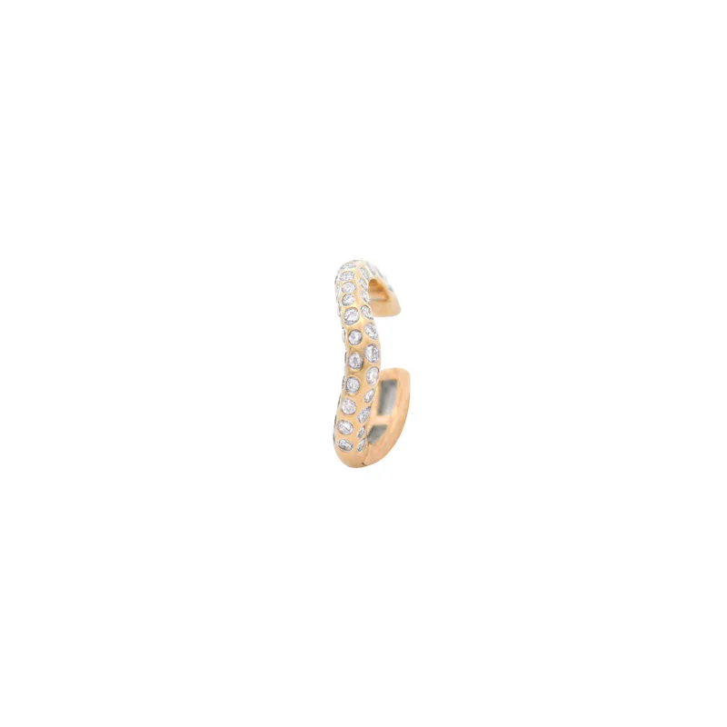 0.28ct Diamond 18K Gold Grooved Ear Cuff