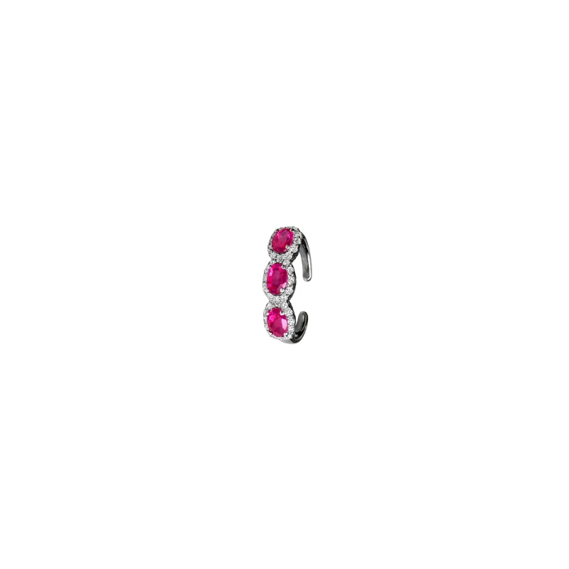 0.62ct Diamond Ruby 18K Gold Three Stone Ear Cuff