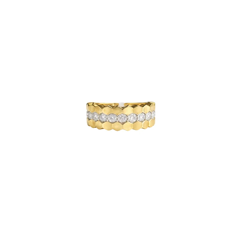 0.76ct Diamond 14K Gold Honeycomb Ring