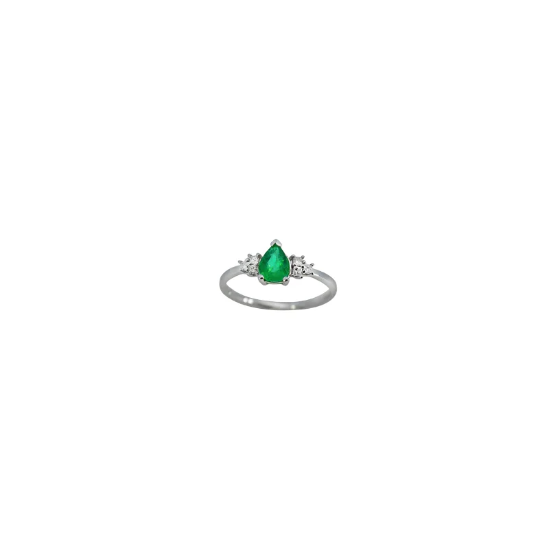 0.81ct Diamond Emerald 14K Gold Pear Ring