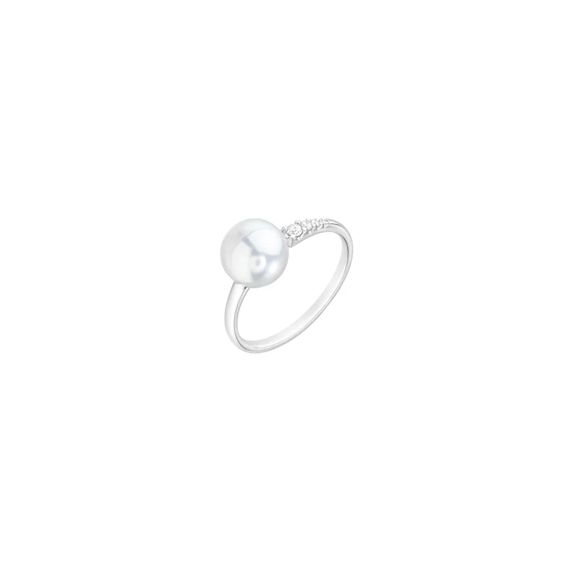 0.85ct Pearl Diamond 18K Gold Ring