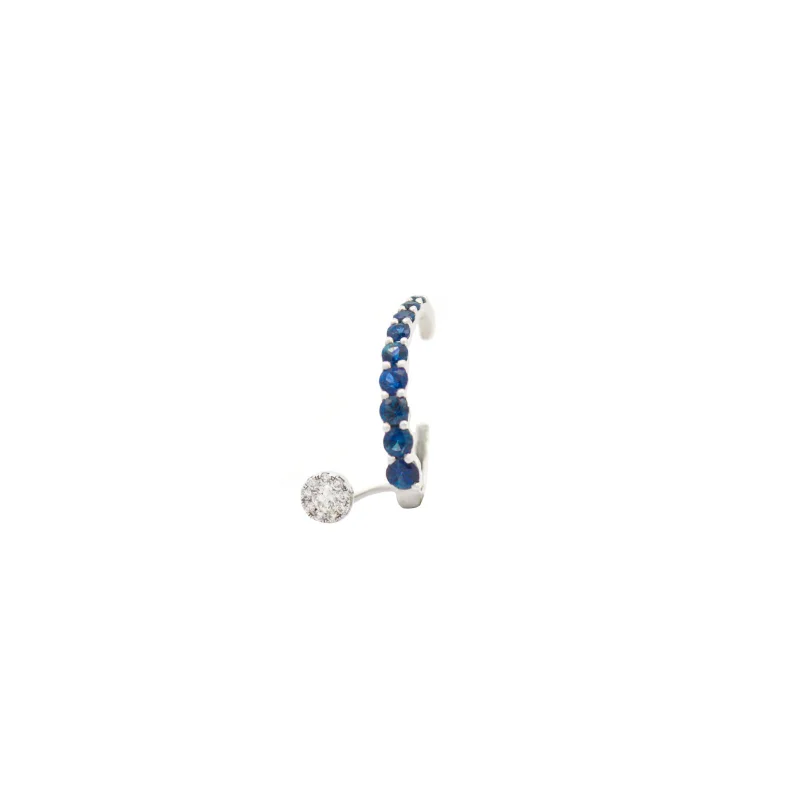 0.88cts Diamond Blue Sapphire 18K Gold Earcuffs