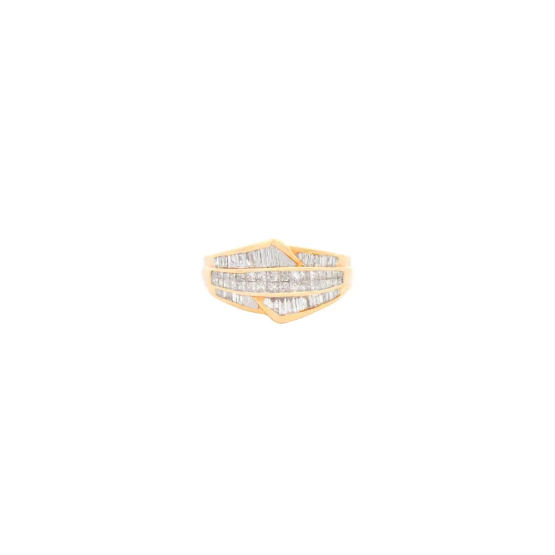 1.00ct Diamond 14K Gold Baguette Princess Cluster Ring