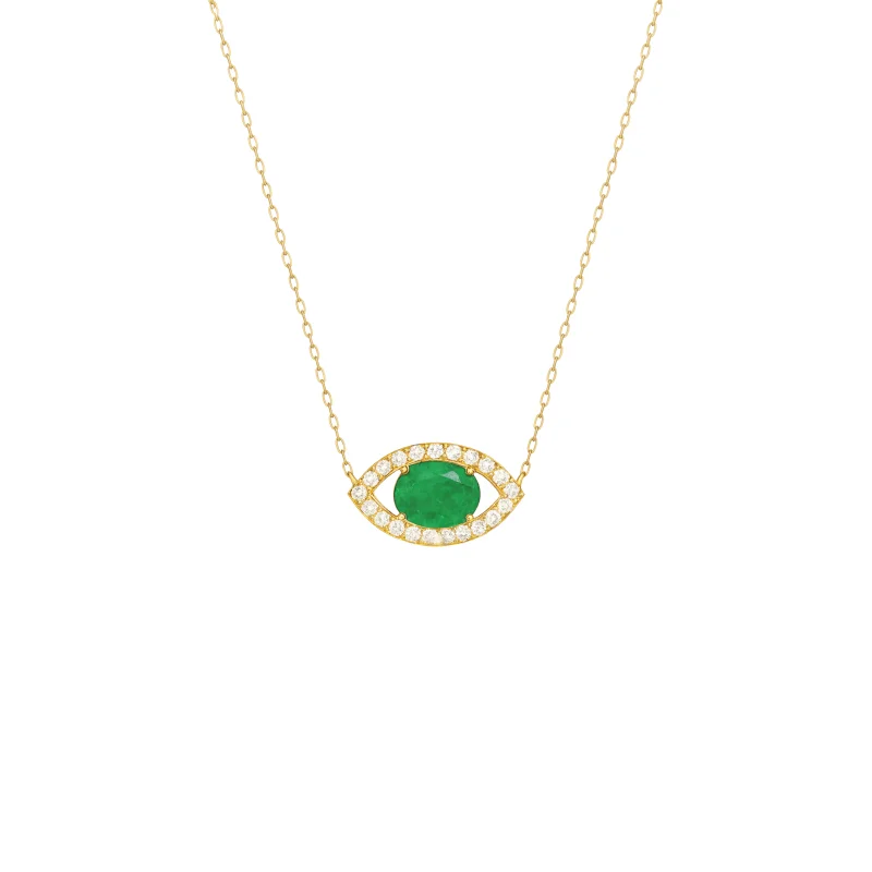 1.32ct Diamond 18K Gold Eye Pendant Necklace
