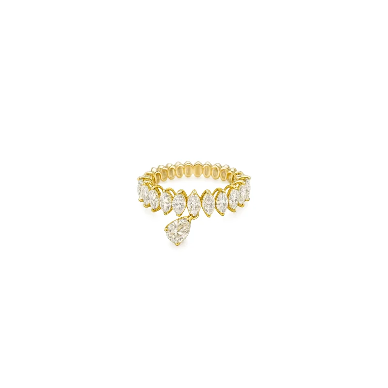 1.63ct Diamond 18K Gold Pear Drop Half Eternity Ring