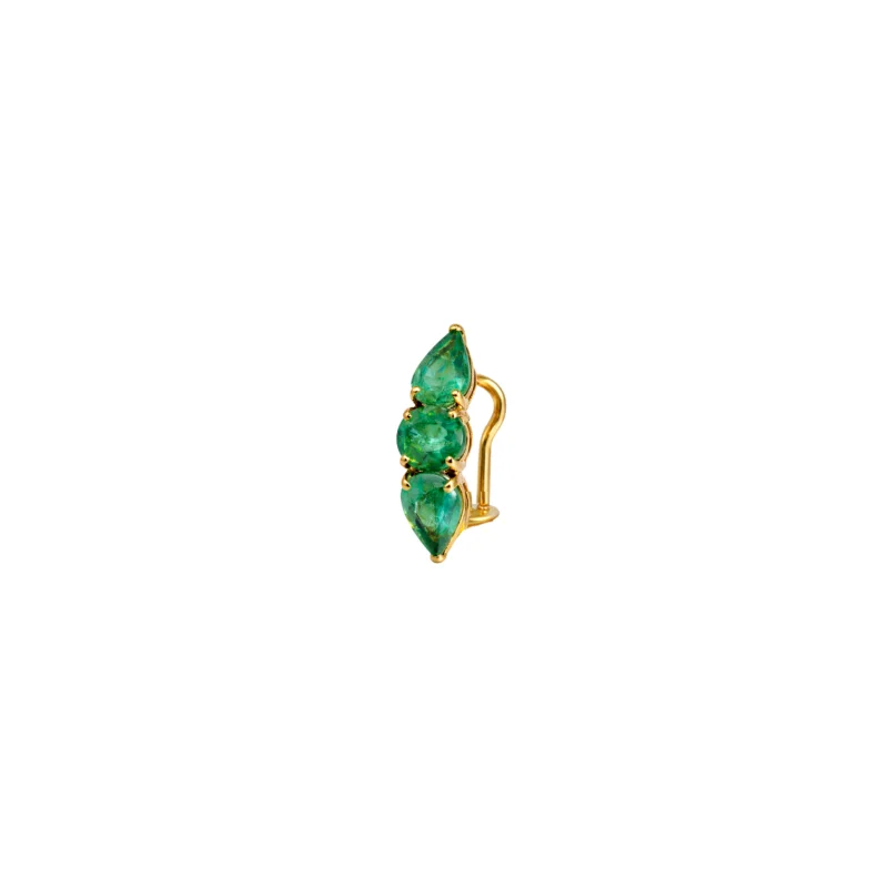 1.88ct Emerald 18K Gold Three Stone Ear Cuff
