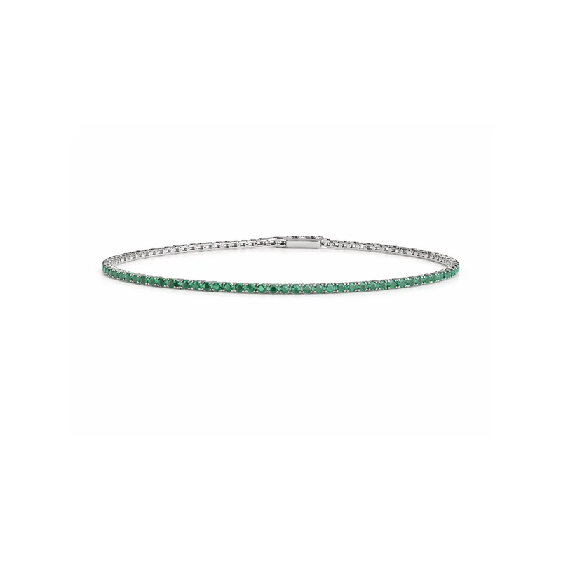 2.12ct Emerald 18K Gold Dainty Tennis Bracelet