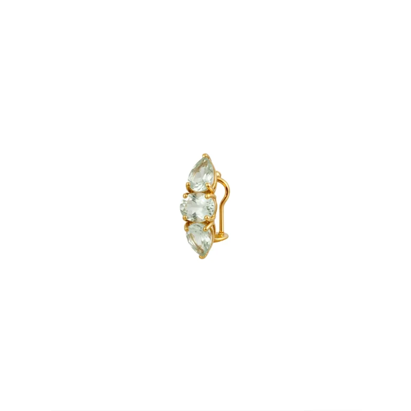 3.27ct Green Amethyst 18K Gold Three Stone Ear Cuff