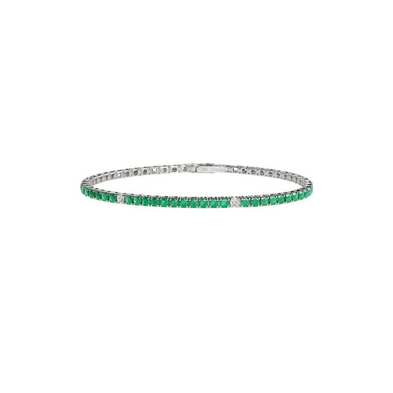 4.15ct Emerald Diamond 18K Gold Tennis Bracelet