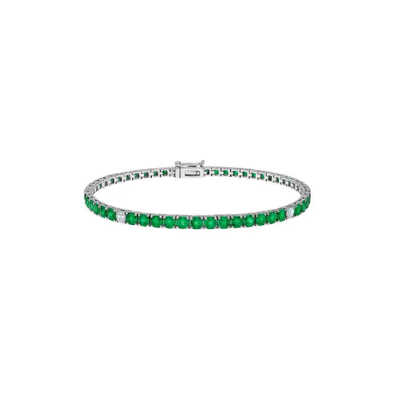 4.16ct Emerald Diamond 18K Gold Tennis Bracelet