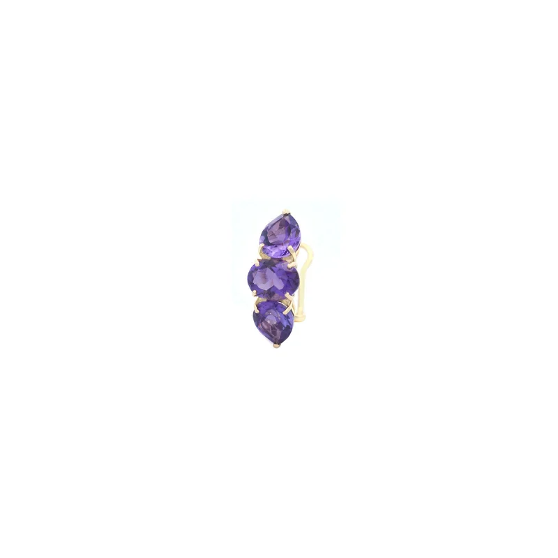 4.63ct Amethyst 18K Gold Three Stones Ear Cuff