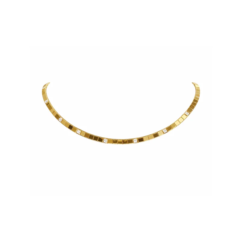 0.24ct Diamond 14K Gold Stationed Choker Necklace