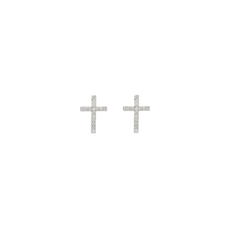0.36ct Diamond 18K Gold Cross Stud Earrings