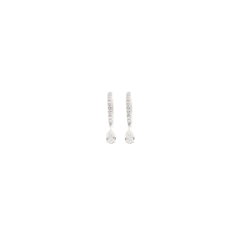 0.53ct Diamond Pear Drop 18K Gold Huggie Hoop Earrings White Gold