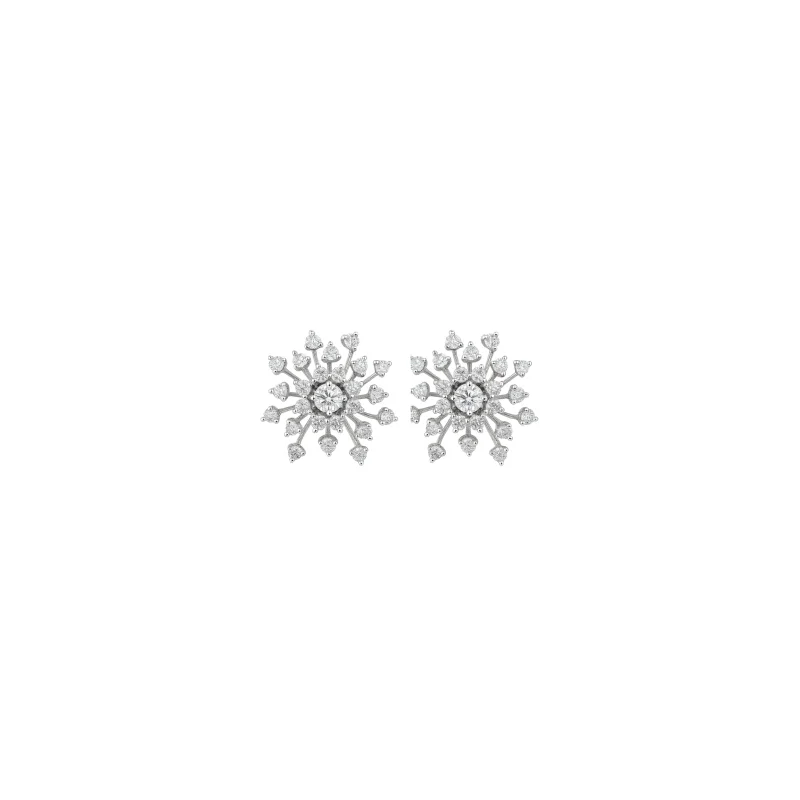 0.76ct Diamond 18K Gold Starburst Stud Earrings Yellow Gold