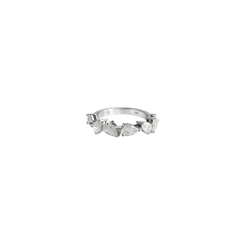 1.34ct Pear Diamond 18K Gold Half Eternity Ring