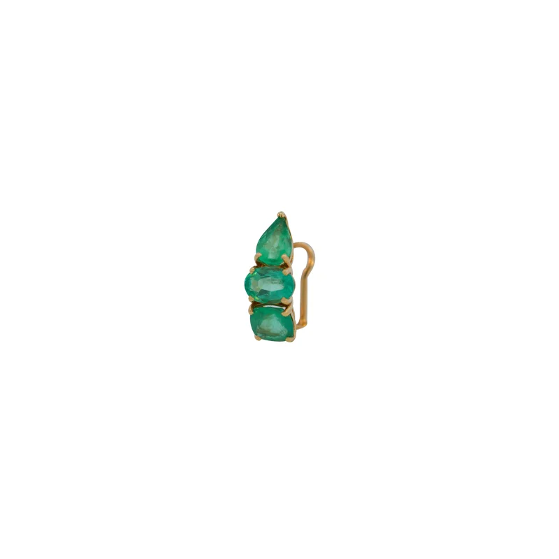 2.18ct Emerald 18K Gold Three Stones Ear Cuff