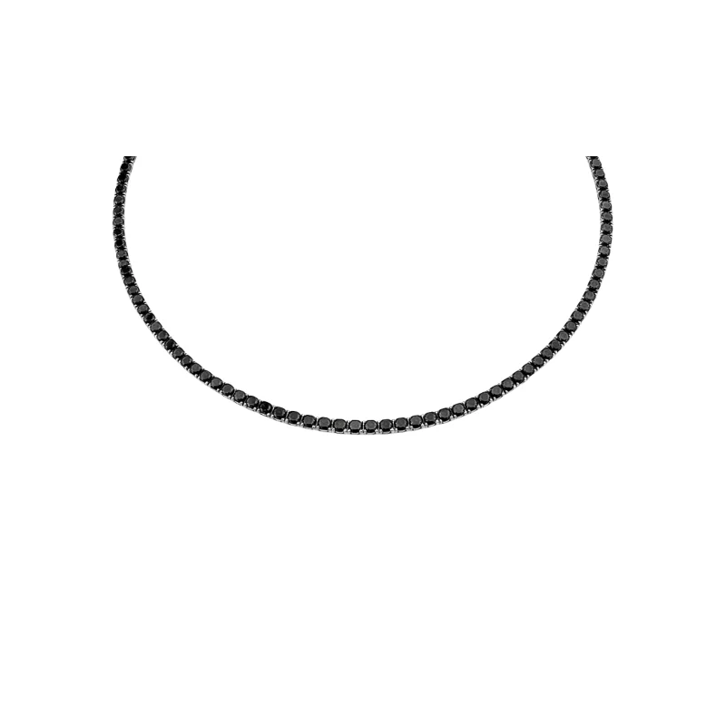 4.03ct Black Diamond 18K Gold Tennis Necklace