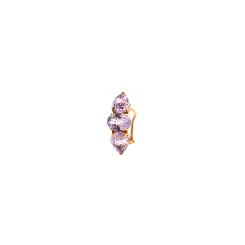 4.86ct Kunzite 18K Gold Three Stones Ear Cuff