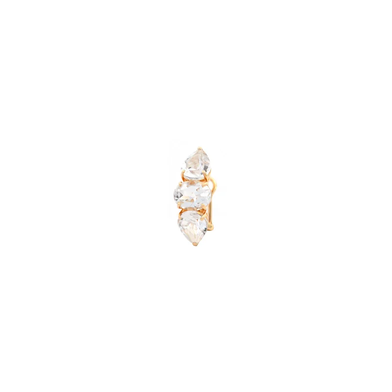 5.98ct White Topaz 18K Gold Three Stones Ear Cuff