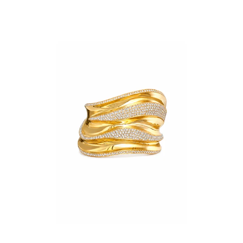 6.87ct Diamond 14K Gold Statement Cuff Bracelet