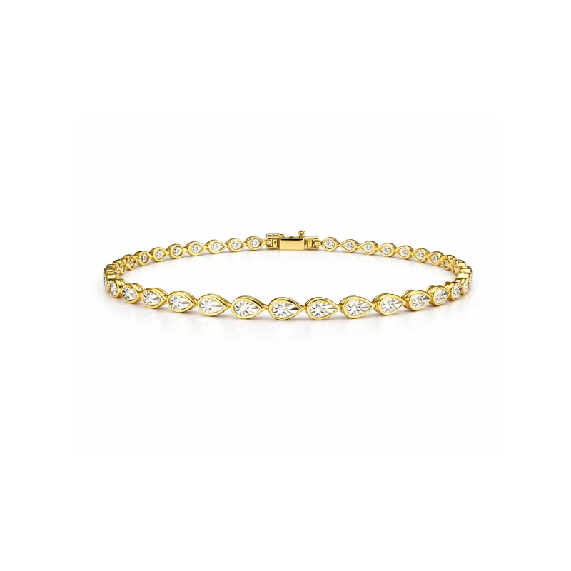 0.18ct Diamond 14K Gold Pear Illusion Graduated Tennis Bracelet