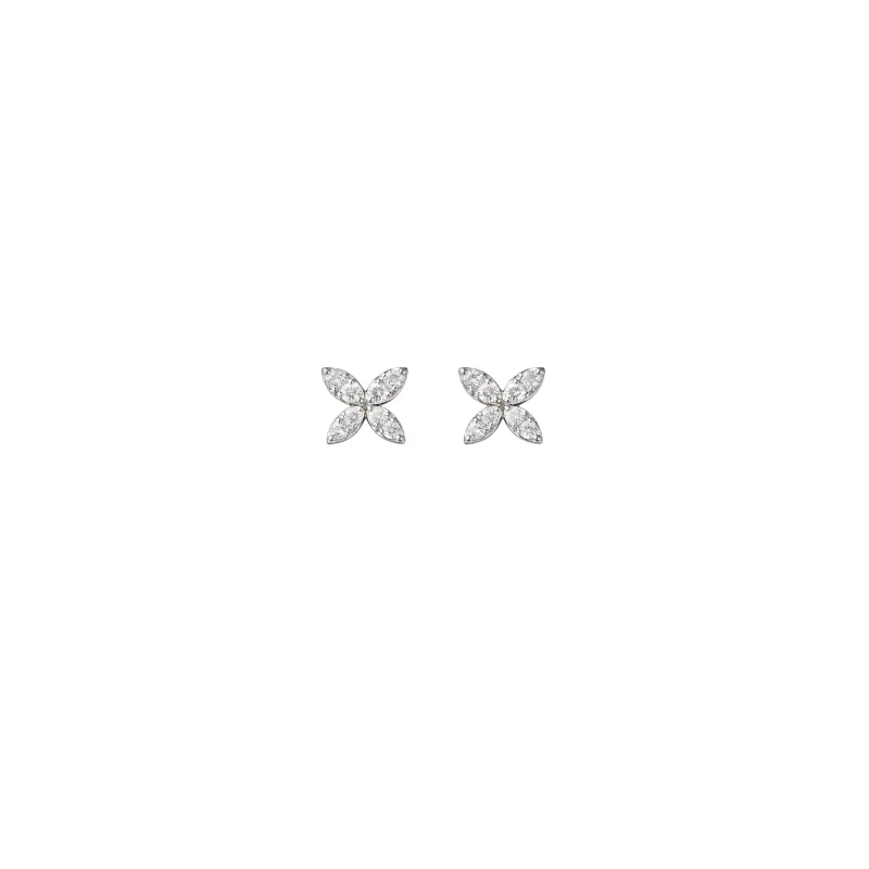 0.32ct Diamond 14K Gold Flower Stud Earrings