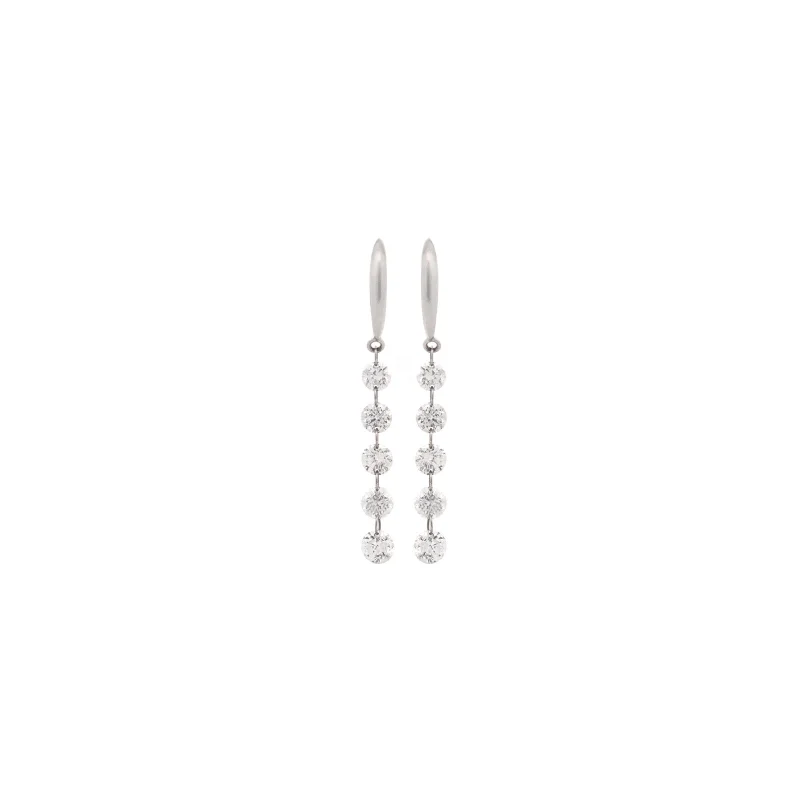 1.00ct Diamond Platinum Dangle Drop Earrings