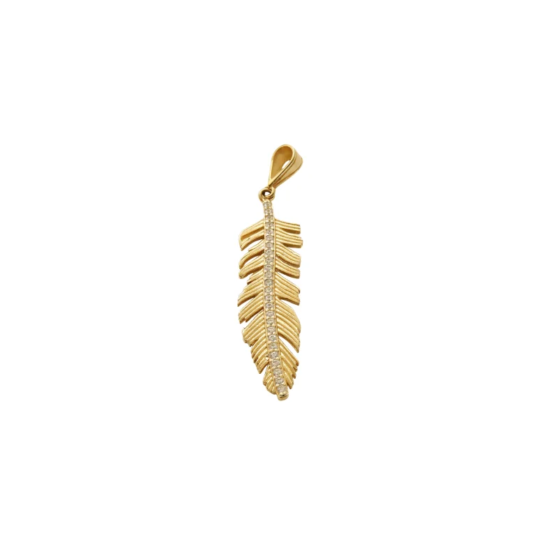 14K Gold Feather Pendant