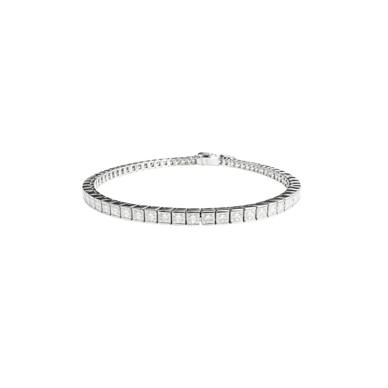 4.50ct Princess Cut Diamond 18K Gold Half Bezel Tennis Bracelet