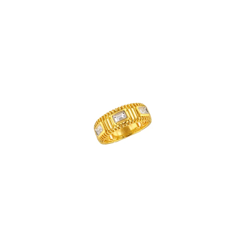 0.49ct Diamond 14K Gold Stationed Fluted Ring