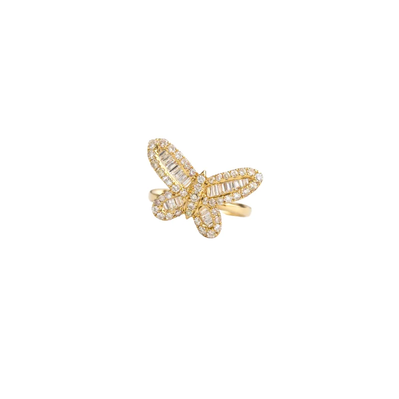0.75ct Diamond 14K Gold Butterfly Ring