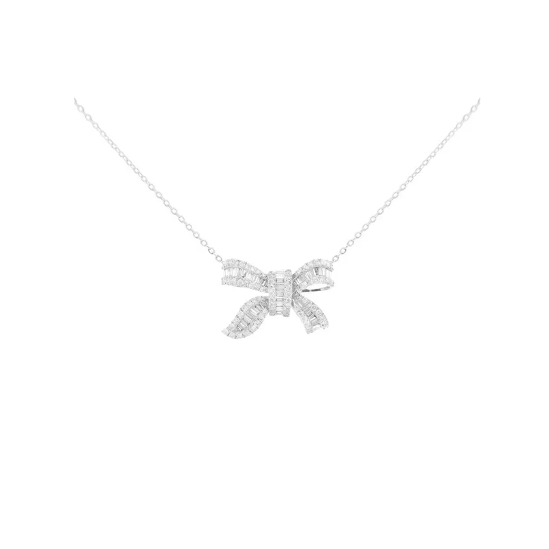 1.00ct Diamond 18K Gold Bow Necklace