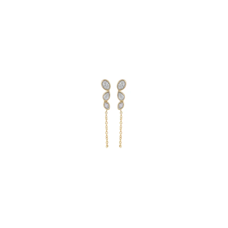 1.02ct Diamond 14K Gold Multi Shape Draped Chain Earrings