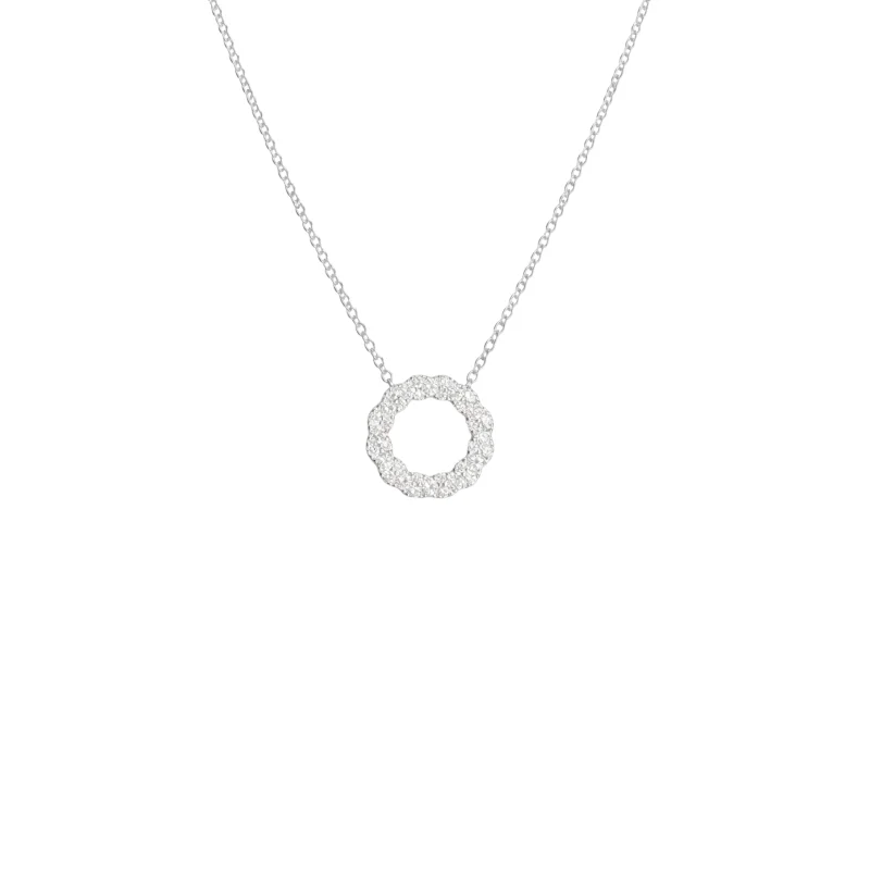 1.55ct Diamond 14K Gold Circle Pendant Necklace
