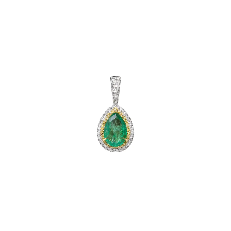 5.39ct Emerald Diamond 18K Gold Dangle Pendant