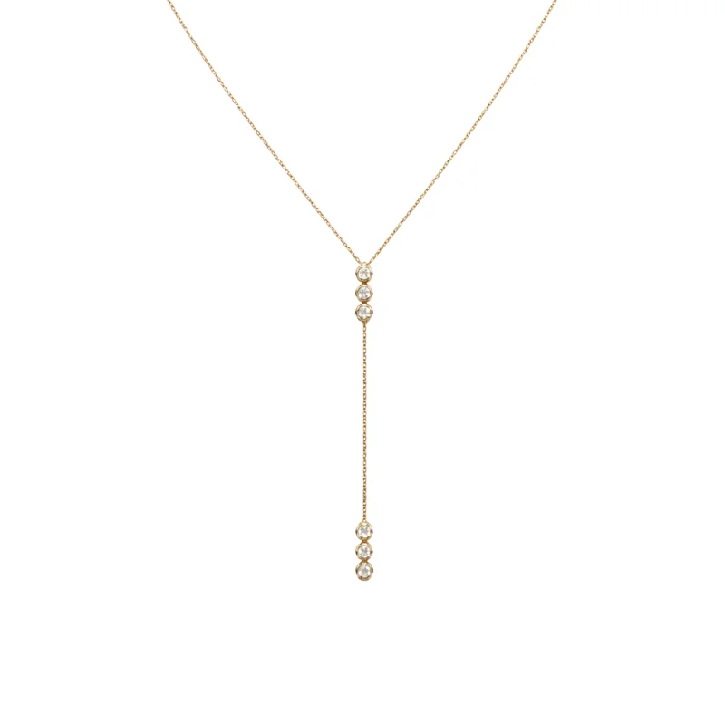 0.30ct Diamond 18K Gold Lariat Drop Necklace