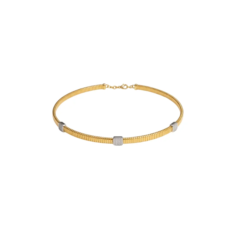 0.55ct Diamond 18K Italian Gold Choker Necklace
